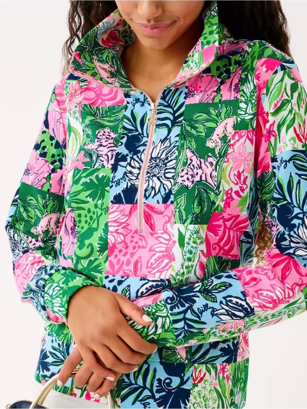 NWT Lilly Pulitzer Eleni Party Punch Patch Pullover XL